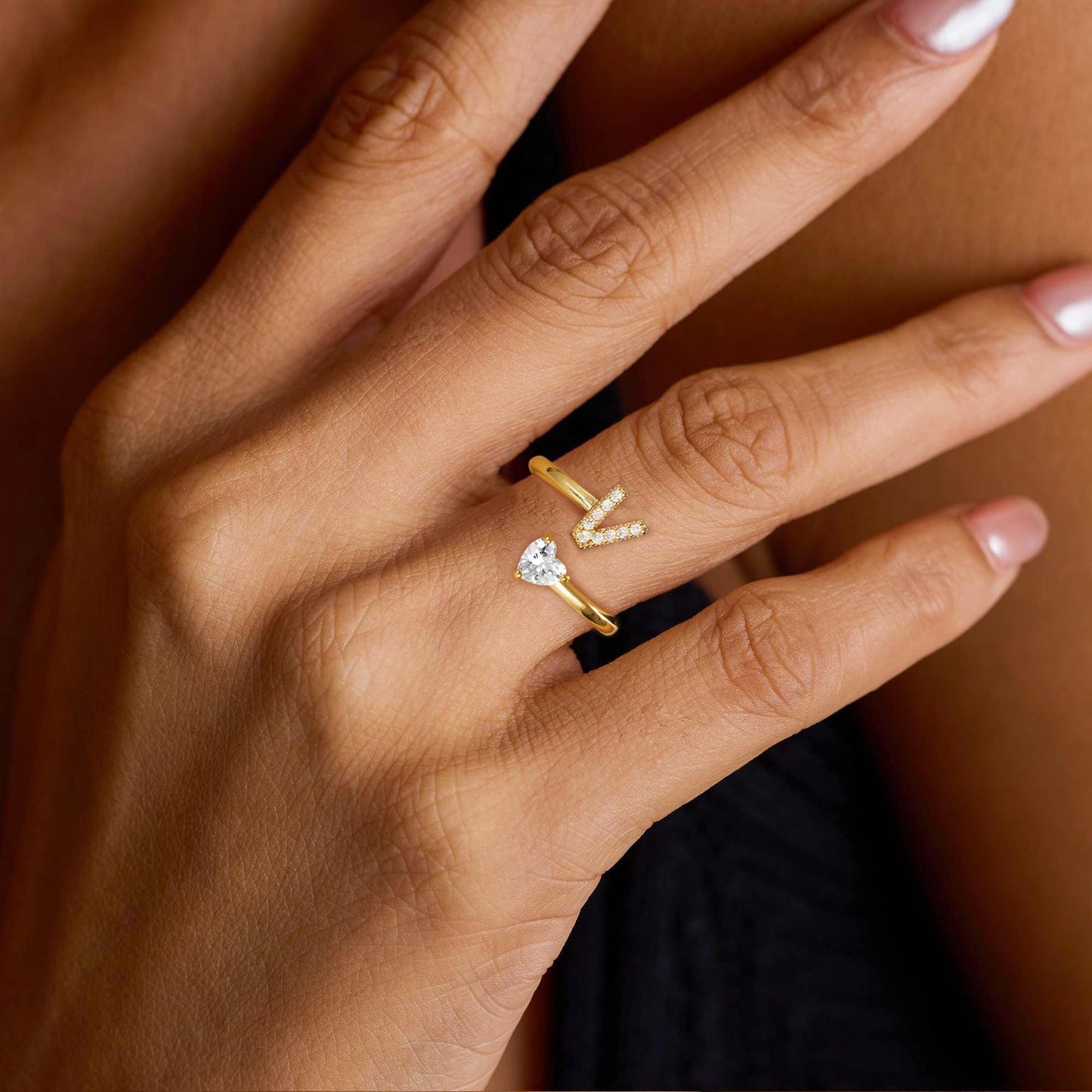 Heart Shaped Initial Ring